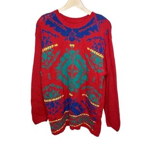 Vintage 80s 90s Geometric Knit Oversized Sweater Unisex